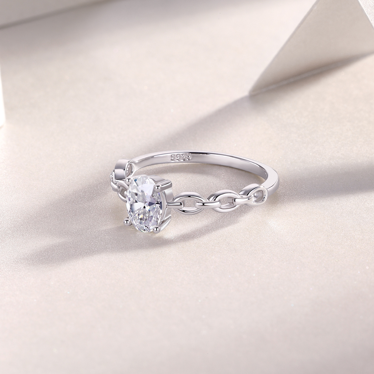 Oval Cut 1 Carat Moissanite Engagement Ring, 925 Silver